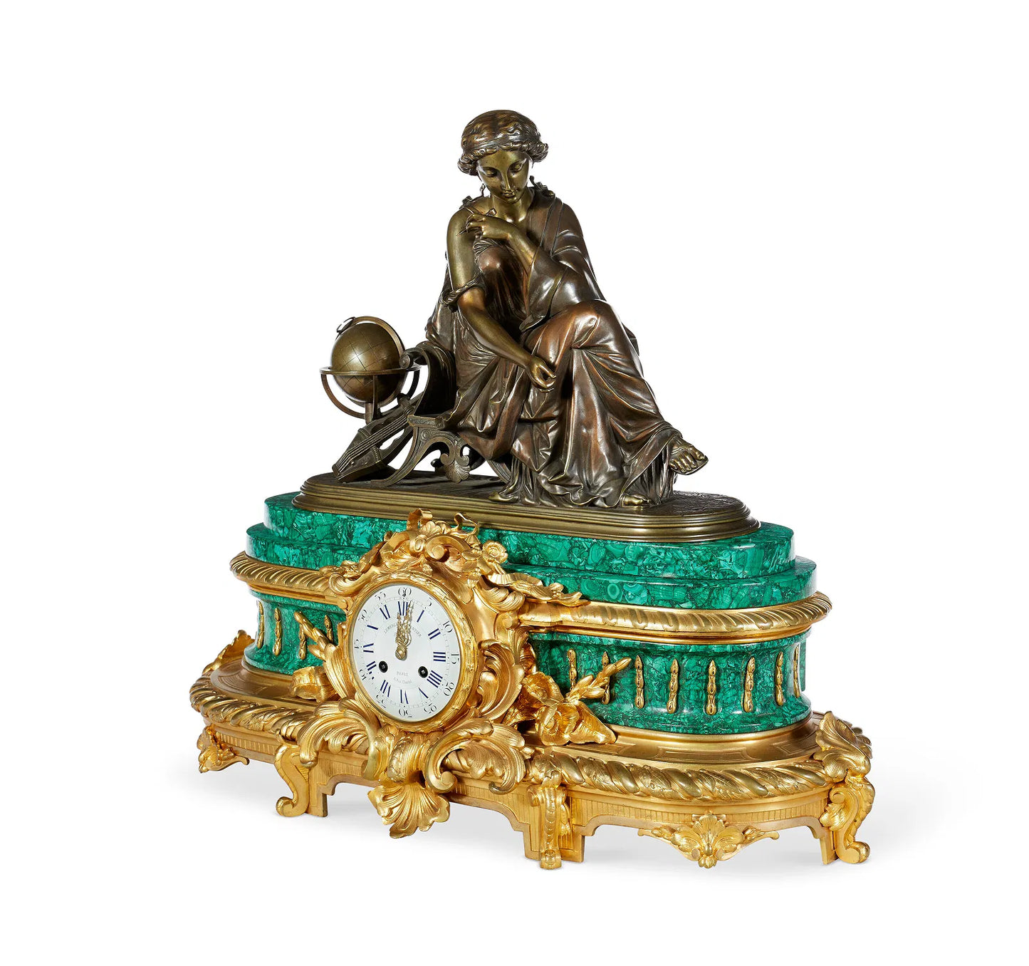Malachite Quartz Table Clock