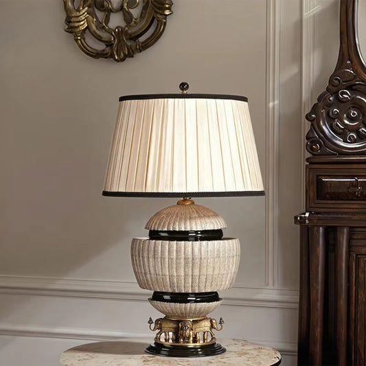 Retro Luxury Handmade Vintage Desk Lamp – Black with Gold Elephant Base