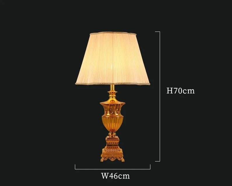European Style Modern Brass Table Lamp - Fabric Lampshade