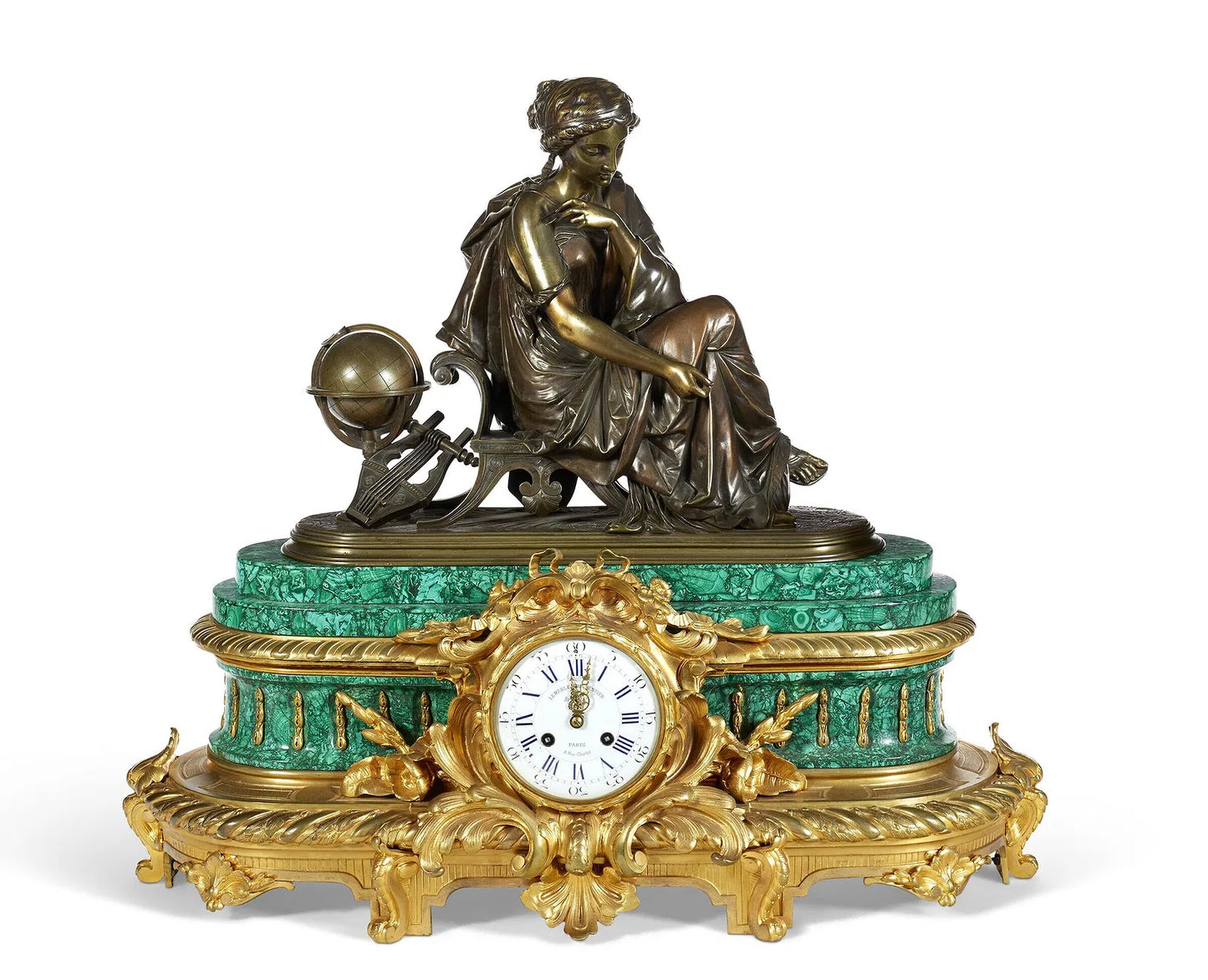 Malachite Quartz Table Clock
