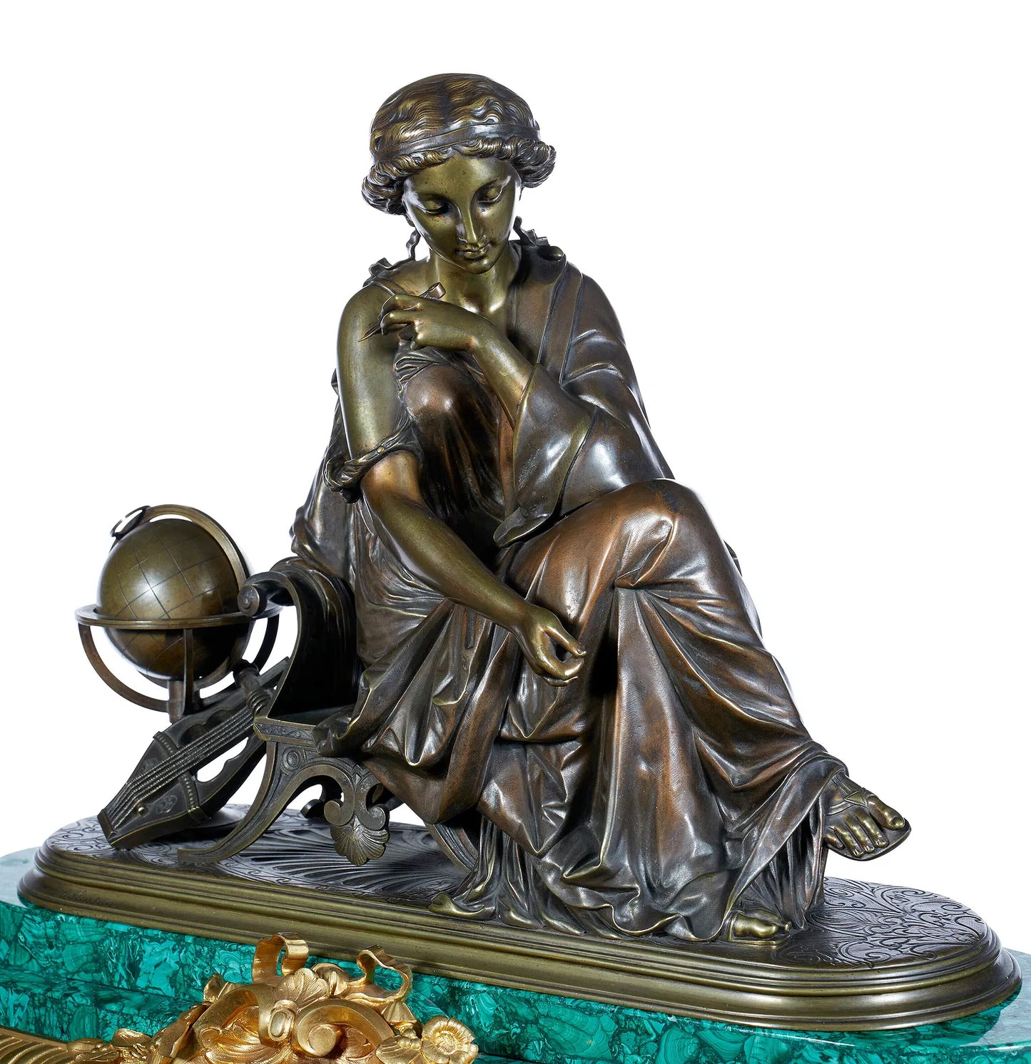 Malachite Quartz Table Clock