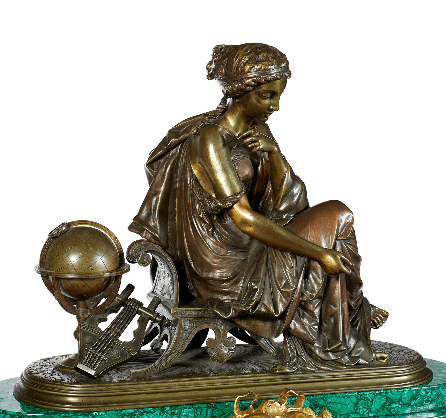 Malachite Quartz Table Clock