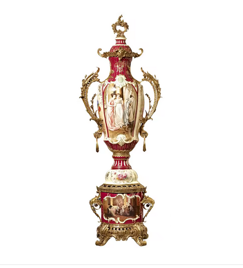 Painted ceramic inlay copper trophy