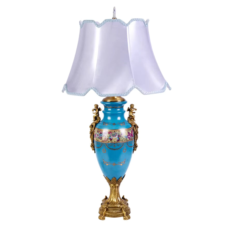 American Vintage Ceramic and copper table lamp