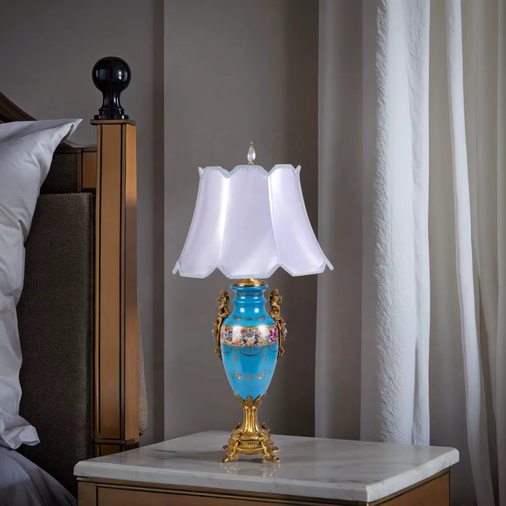 American Vintage Ceramic and copper table lamp