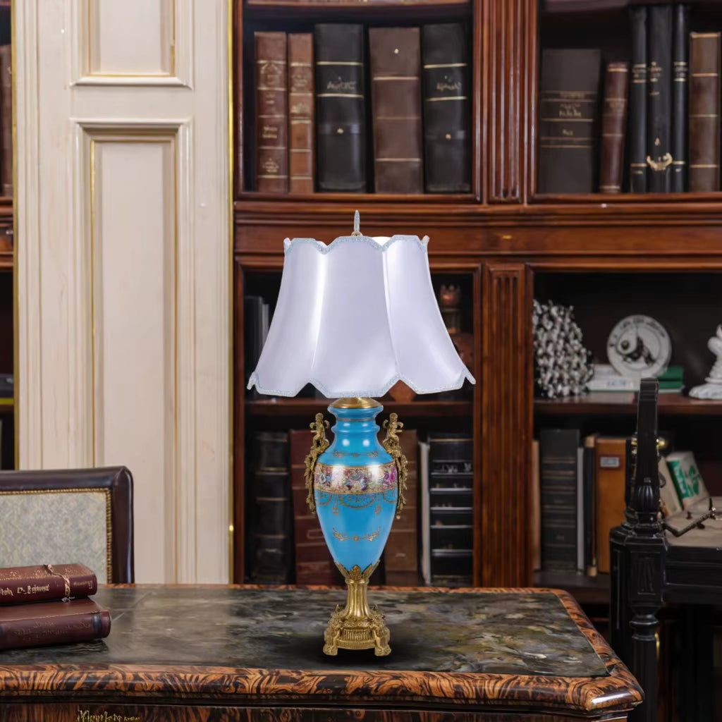 American Vintage Ceramic and copper table lamp