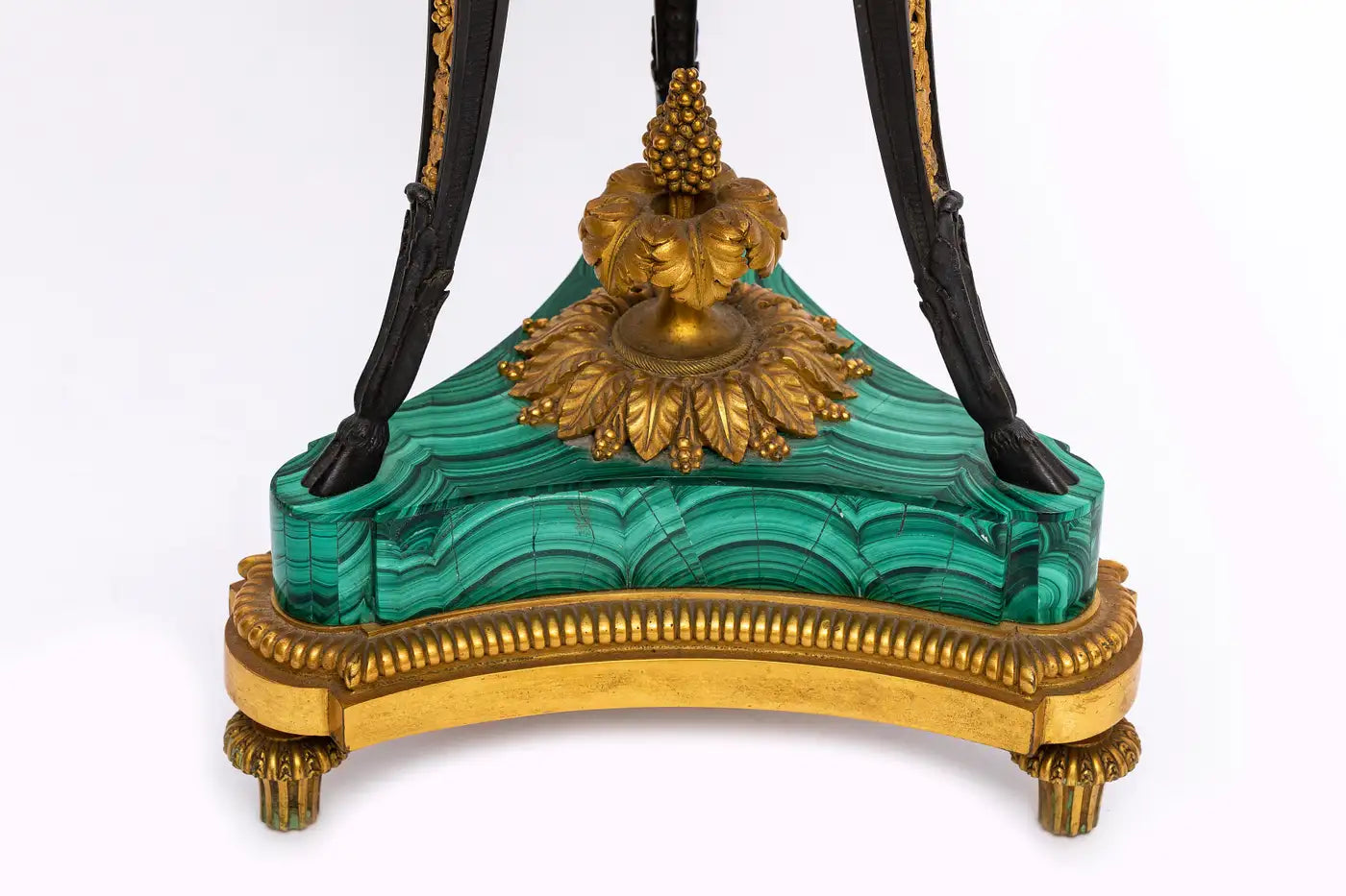 Pair of Large Malachite Standing Pots with Bronze Mounts