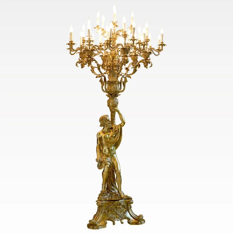 Gold-plated brass god handheld candle lighting bronze floor lamp