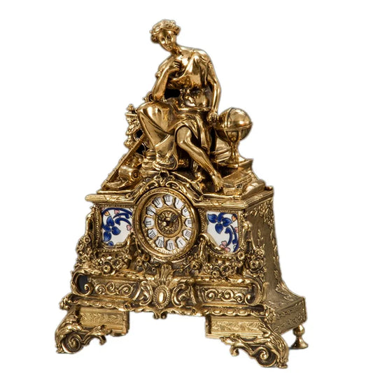 Luxury Copper Classical Desk Clock – European Vintage Home Decor Ornament