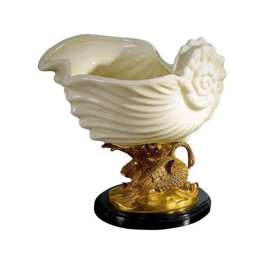 white ceramic With Copper decorative Fruit bowl Ornament