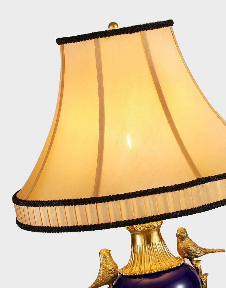 French Vintage Copper Bird Table Lamp
