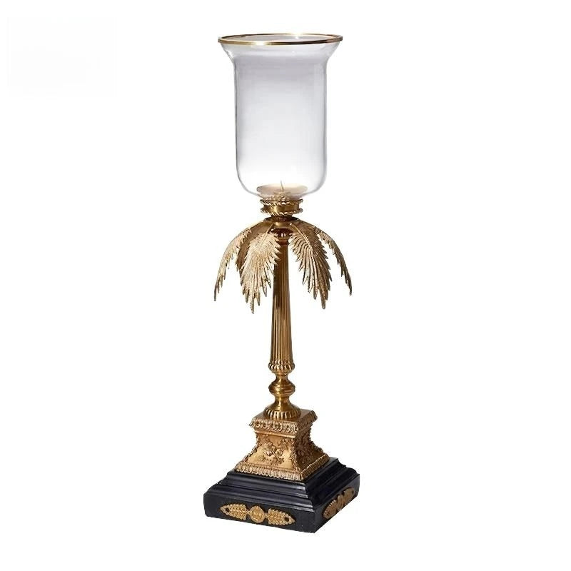 Antique brass candlestick holder with large solid brass base