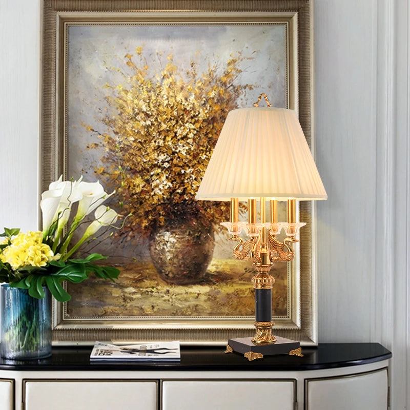 Jade Base Brass Table Lamp – Classic Modern Decorative Lighting