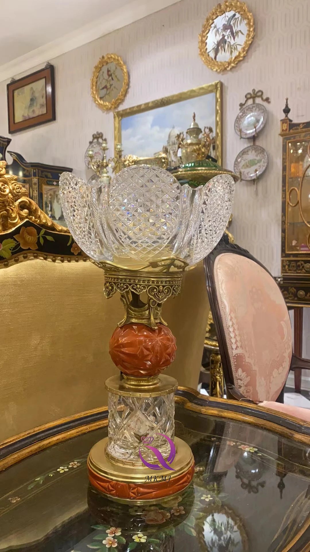 Elegant Crystal with Antique Brass Base