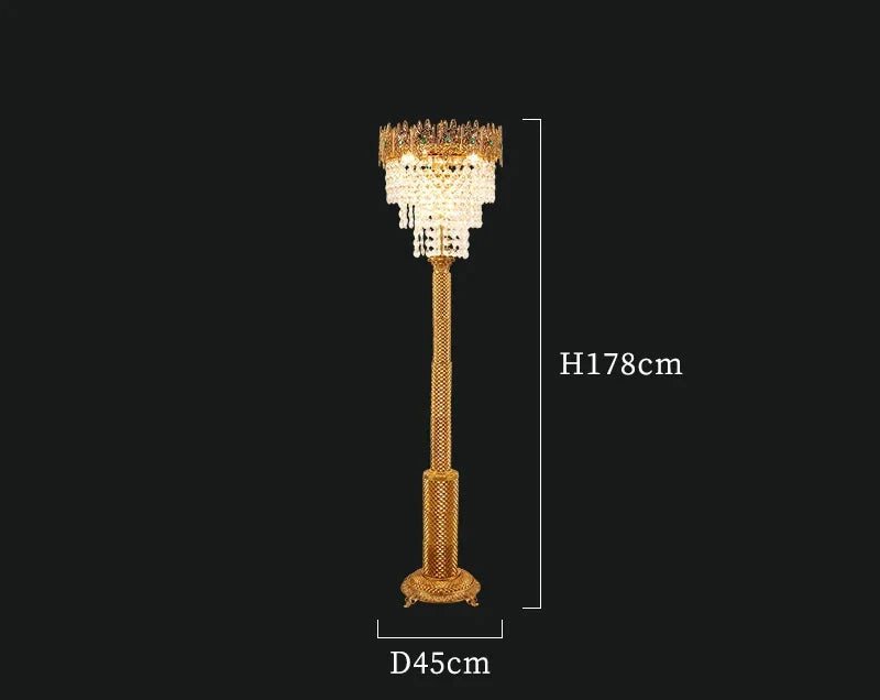 French Crystal Copper Standing  Floor Lamp