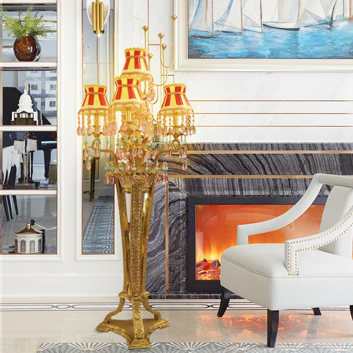 Imperial French Baroque Floor Lamp – A Timeless Brass Masterpiece