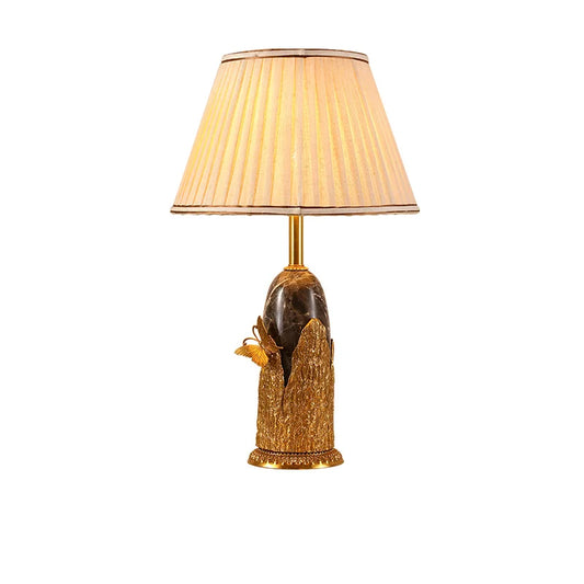 French Brass Ceramic Table Lamp In Retro Design, Butterfly