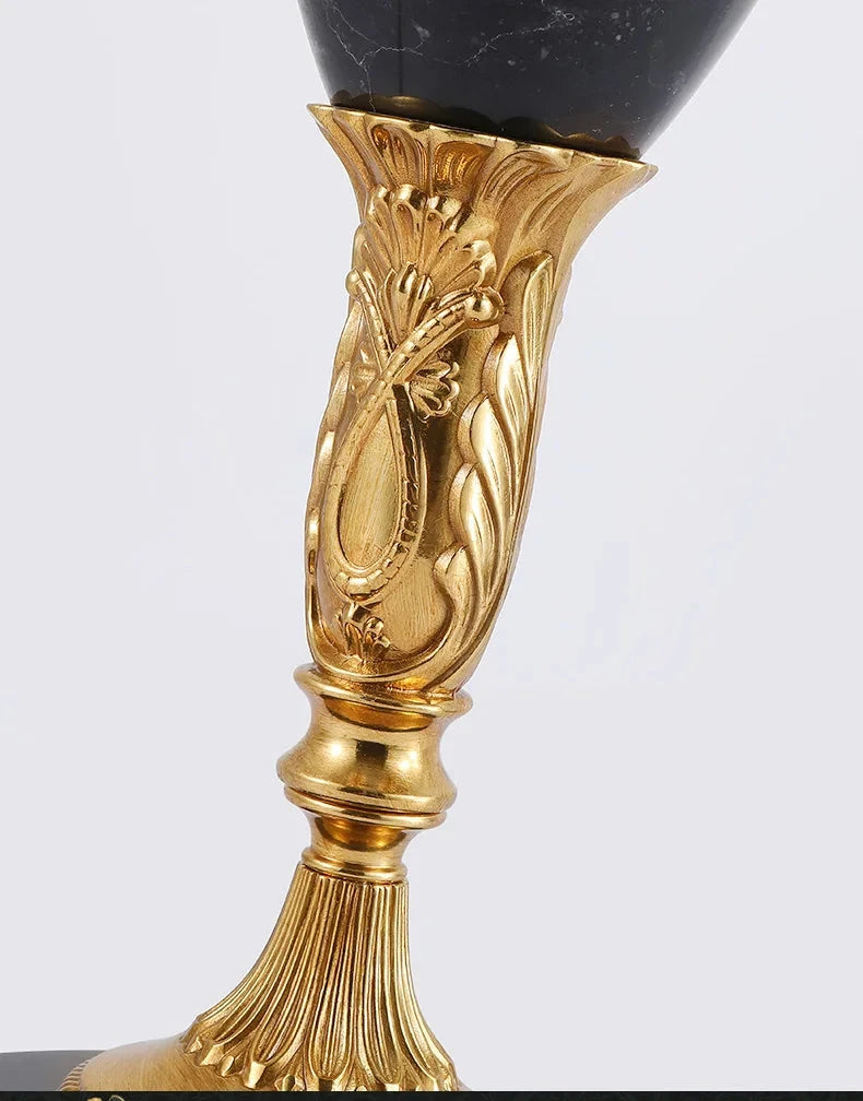 European 4 Lights Brass with Marble Table Lamp