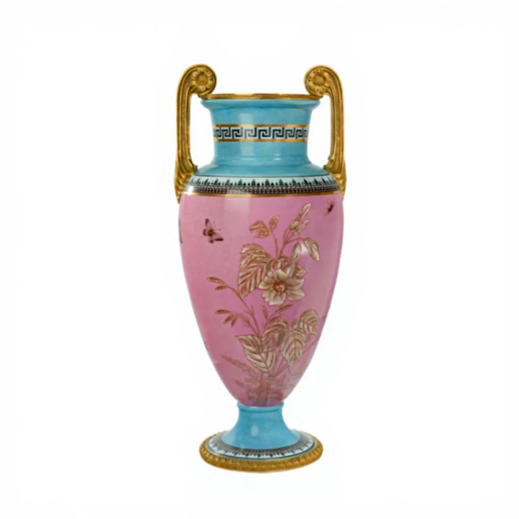 Luxury Hand-Painted Ceramic Vase with Copper Accents