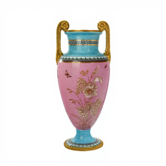 Luxury Hand-Painted Ceramic Vase with Copper Accents