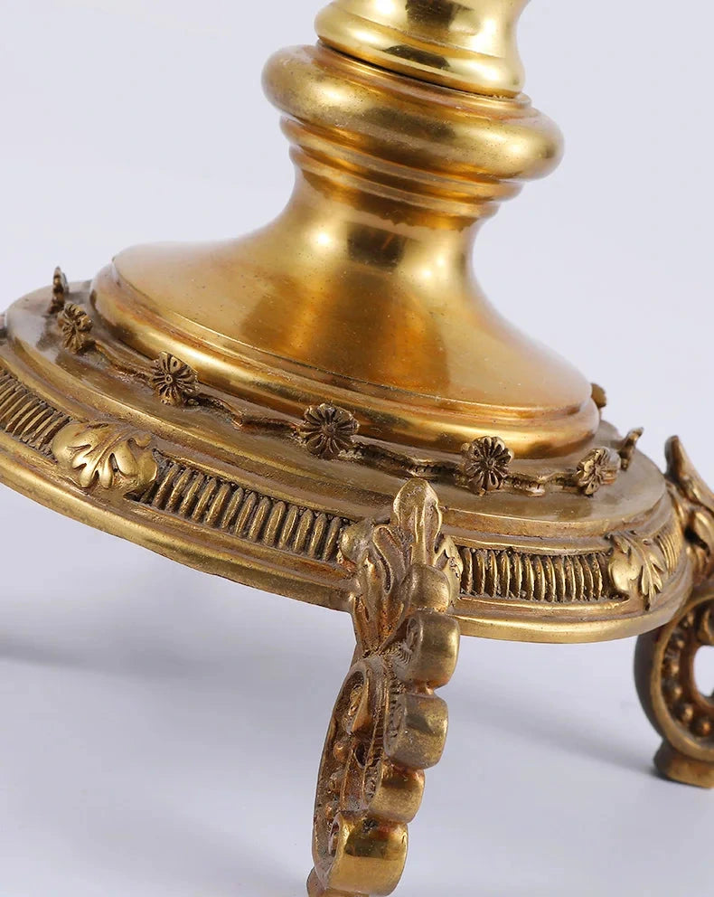 Decorative Brass Frame and Ceramic Table lamp with Fabric Shade - French style