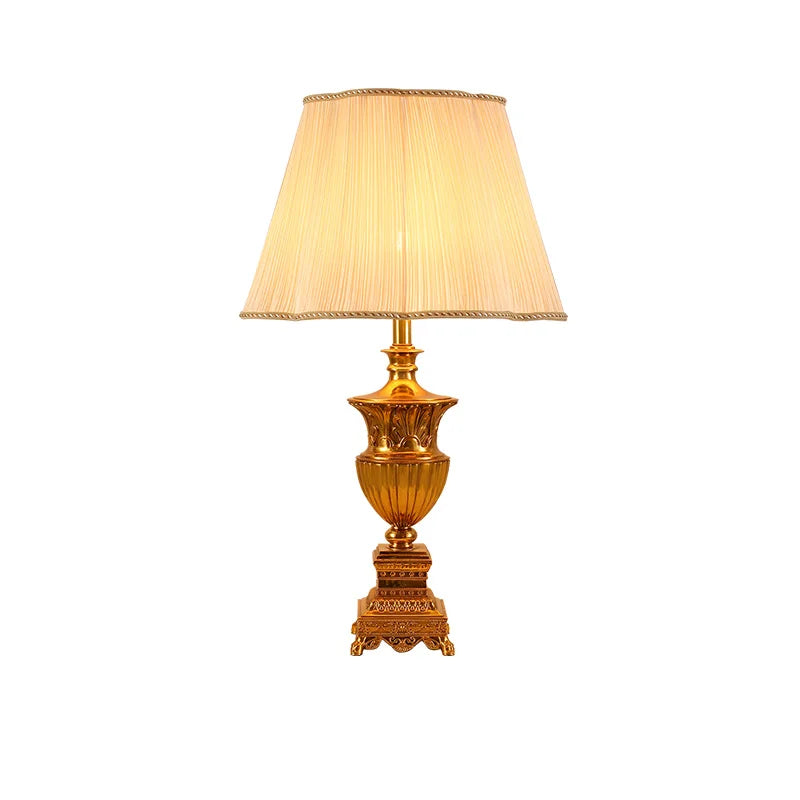 European Style Modern Brass Table Lamp - Fabric Lampshade