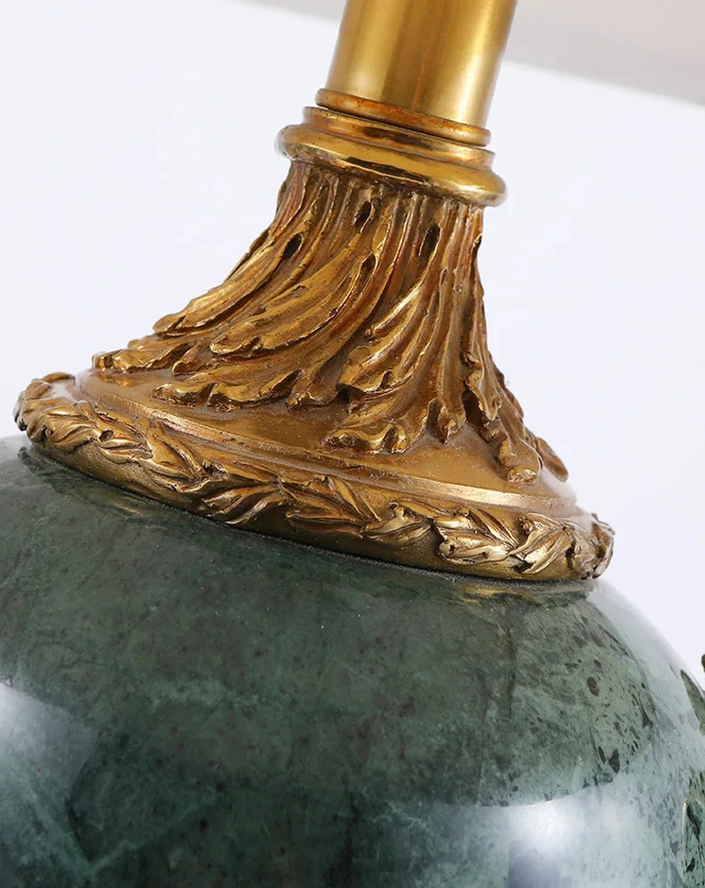 Decorative Brass Frame and Ceramic Table lamp with Fabric Shade - French style