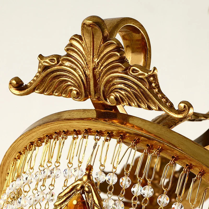 French  Luxury Brass Crystal Floor Lamp