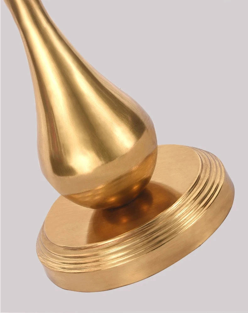French Vintage Brass Table Lamp with Fabric Shade