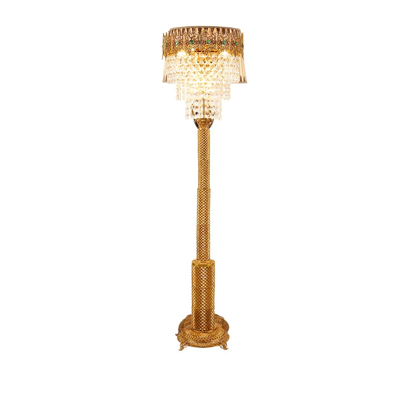 French Crystal Copper Standing  Floor Lamp