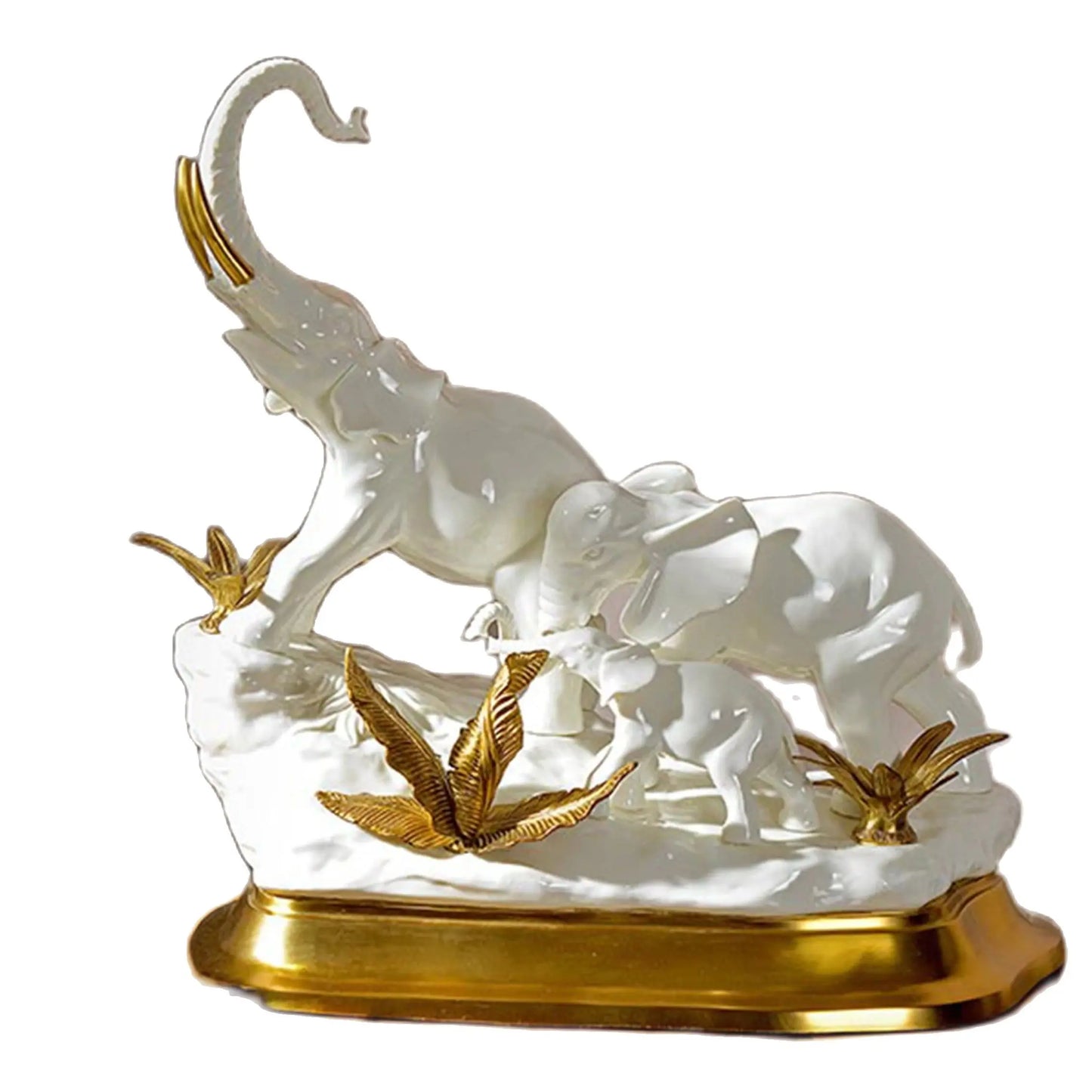 luxury decorative  white ceramic with copper statue