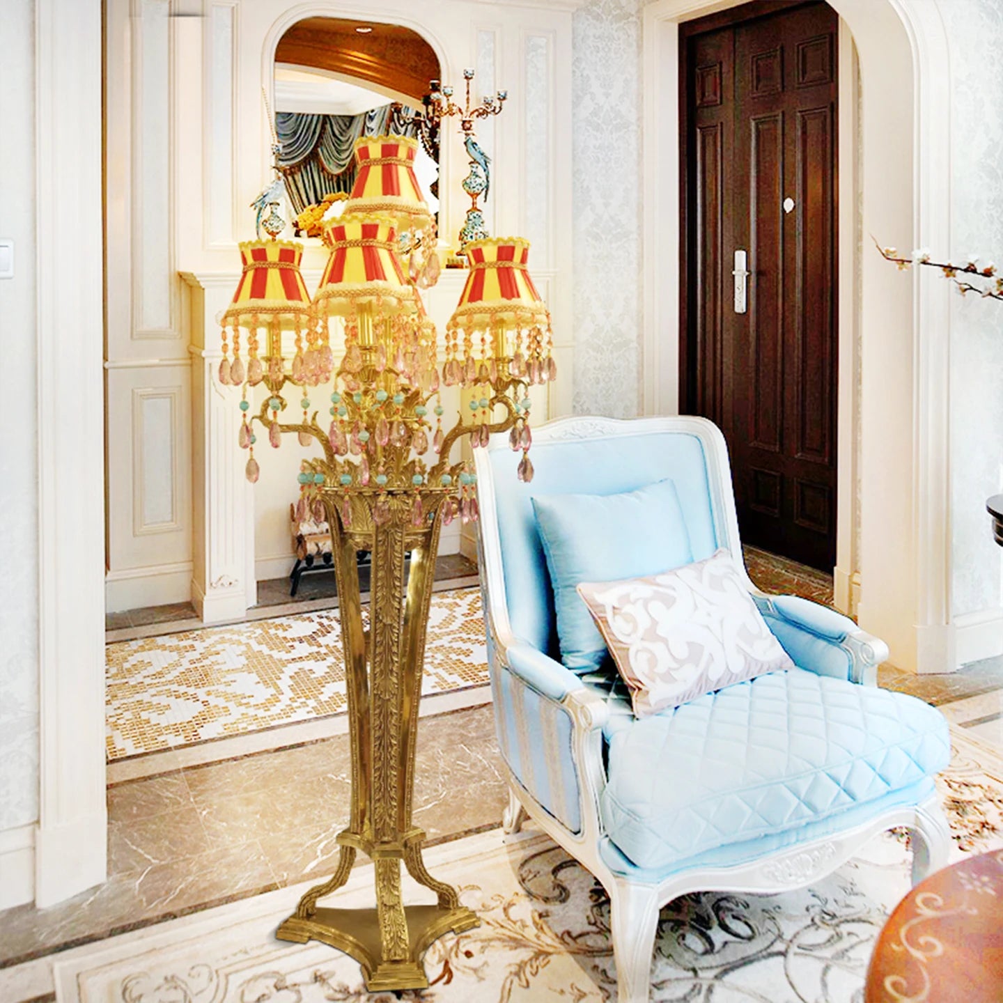 Imperial French Baroque Floor Lamp – A Timeless Brass Masterpiece