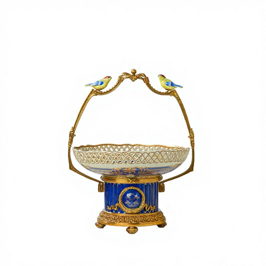 Copper Inlaid Hand-painted Ceramic Decorative Candy Fruit Plate