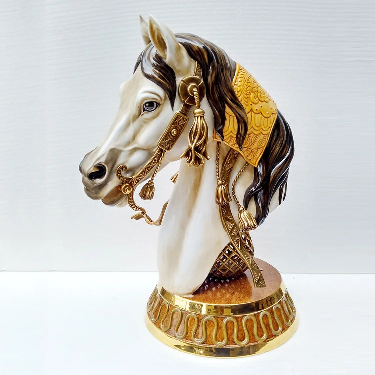 Handicrafts Horse head Statue - Ceramic with copper sculpture