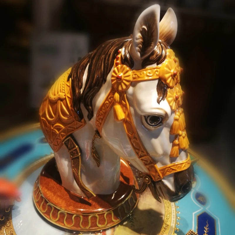 Handicrafts Horse head Statue - Ceramic with copper sculpture