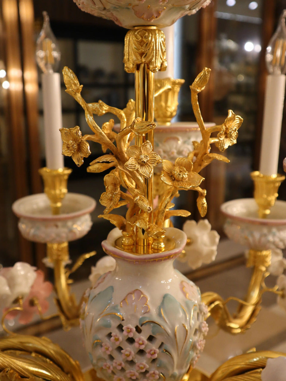 Luxury 24K Gold-Plated Brass & Ceramic Floor Lamp