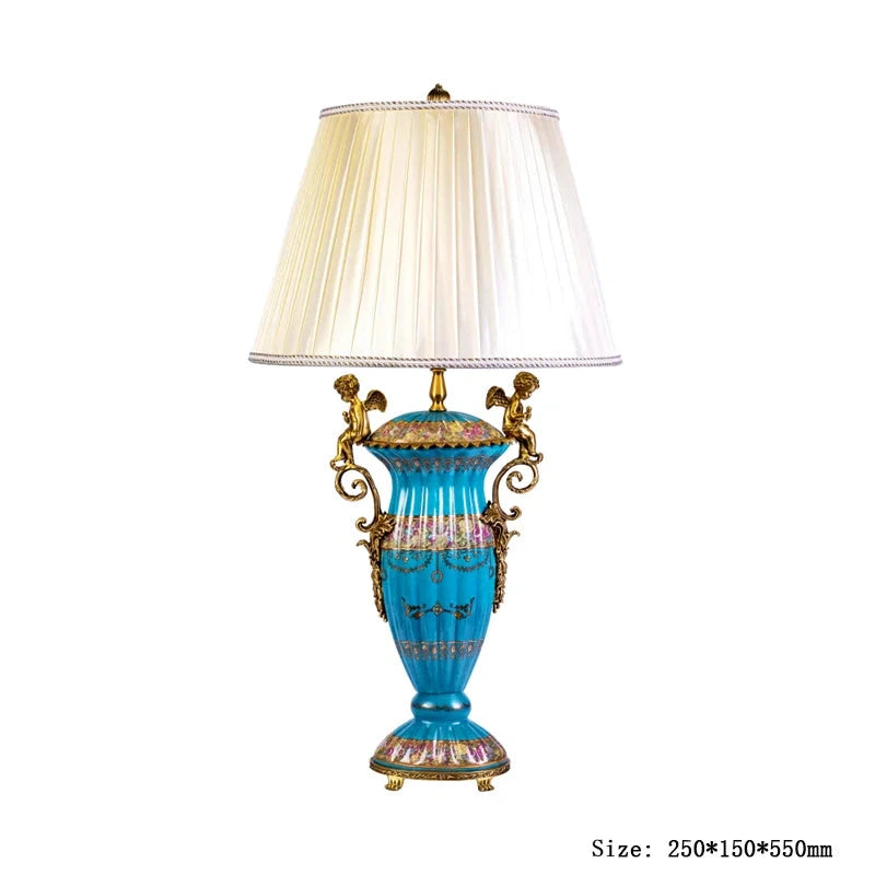 American Vintage Ceramic and copper table lamp