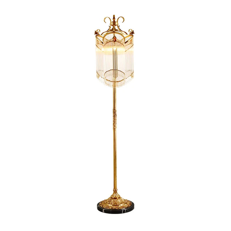 French  Luxury Brass Crystal Floor Lamp
