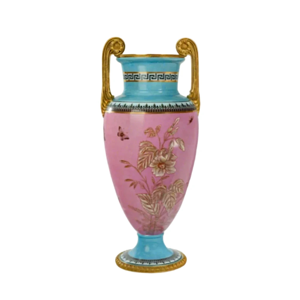 Luxury Hand-Painted Ceramic Vase with Copper Accents