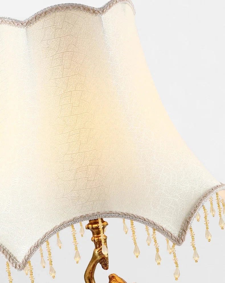 Brass Table Lamp with Fabric Shade – French Retro Style