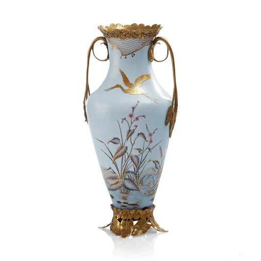 Luxury Hand Painted Blue porcelain with Copper Decoration Ornaments