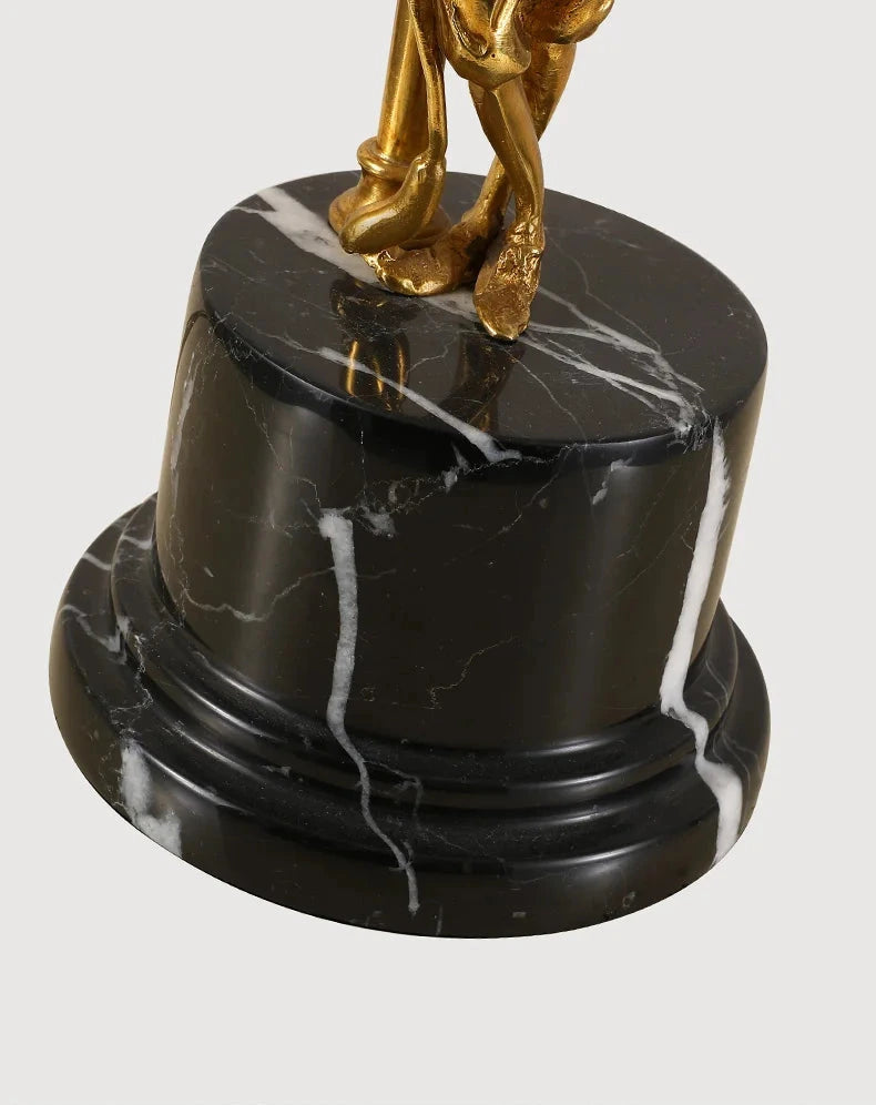 Luxury Decorative Table Lamp withPremium Fabric Shade & Golden Statue Base | Modern Home Lighting