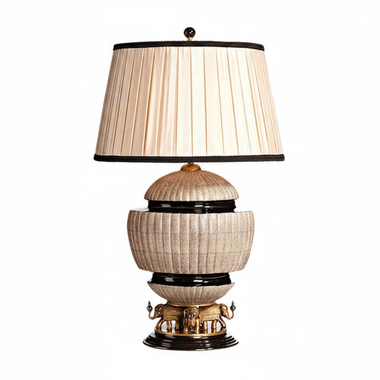 Retro Luxury Handmade Vintage Desk Lamp – Black with Gold Elephant Base