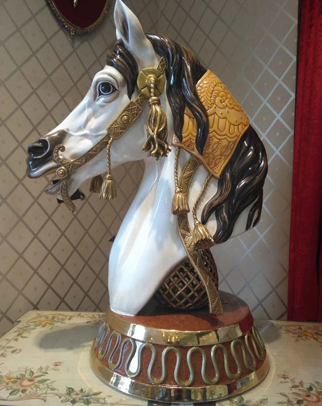 Handicrafts Horse head Statue - Ceramic with copper sculpture