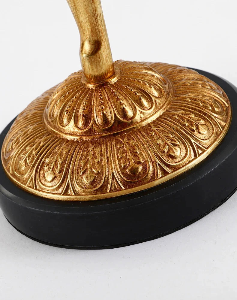 Brass Table Lamp with Fabric Shade – French Retro Style
