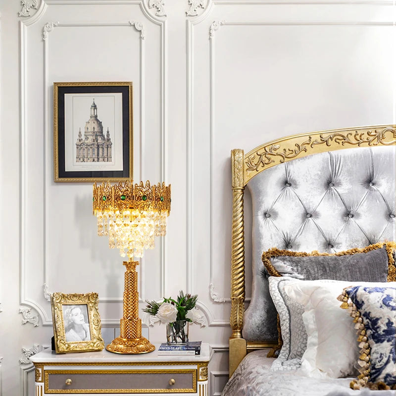 French Crystal Copper Standing  Floor Lamp