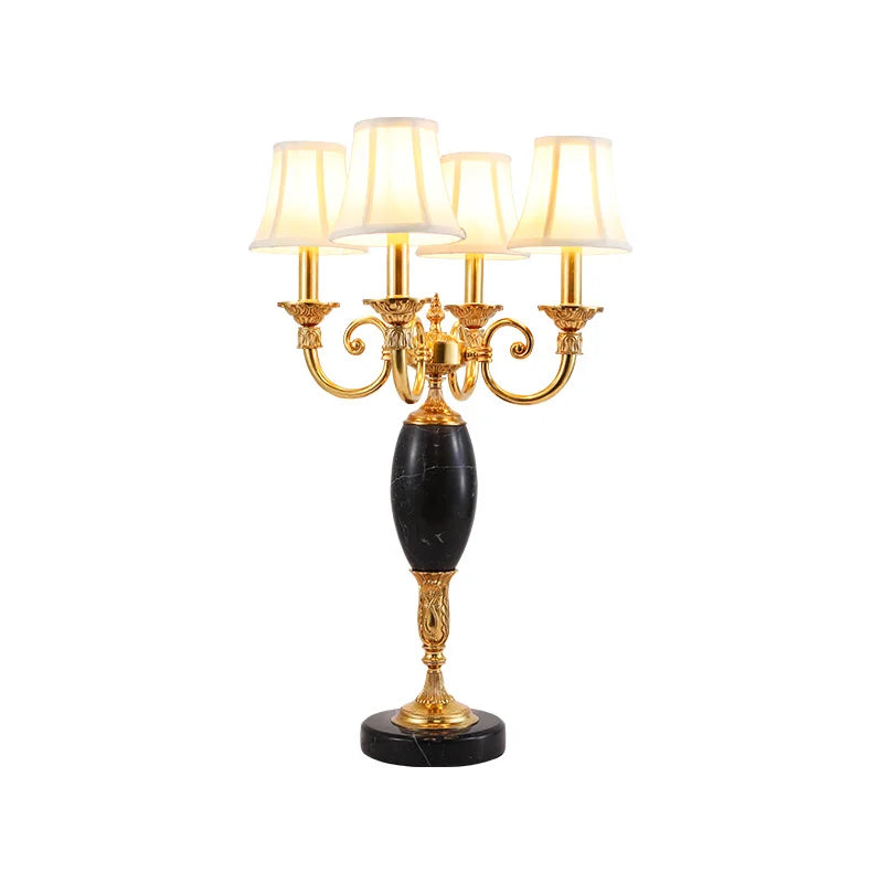 European 4 Lights Brass with Marble Table Lamp