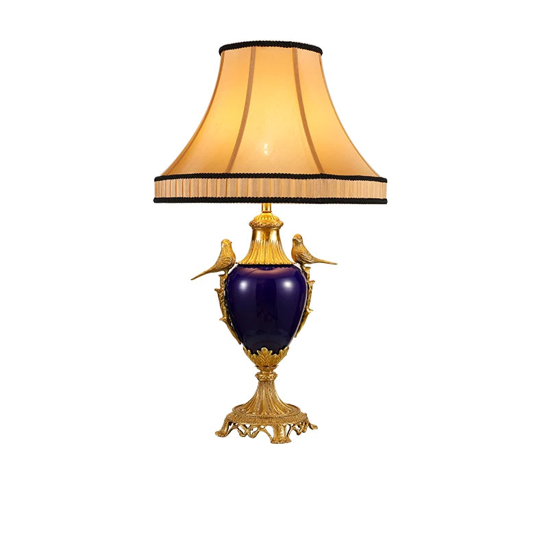 French Vintage Copper Bird Table Lamp
