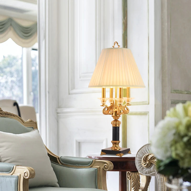Jade Base Brass Table Lamp – Classic Modern Decorative Lighting