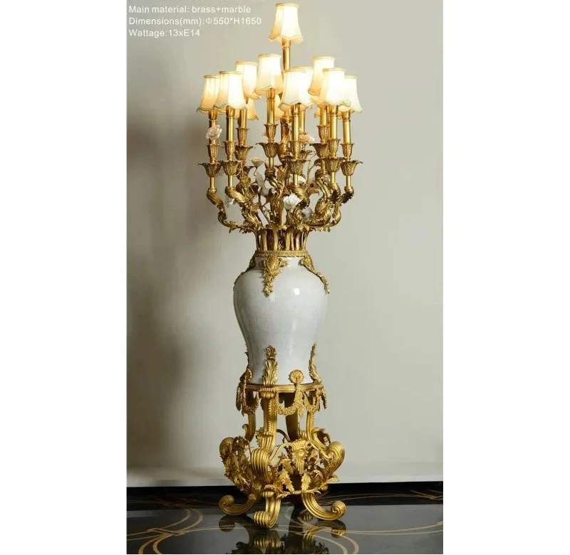 Luxury copper and white marble floor lamp for modern villa interiors  - luxury home decor n KSA, UAE 